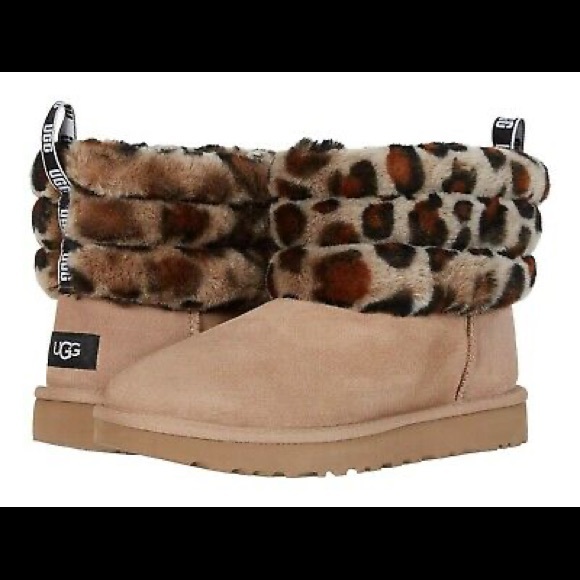 ugg fluff mini quilted leopard